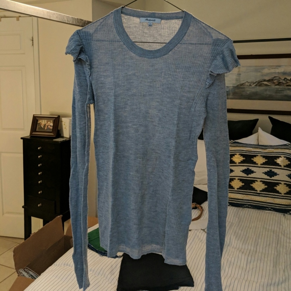 Madewell Sweater with Ruffle at Shoulder